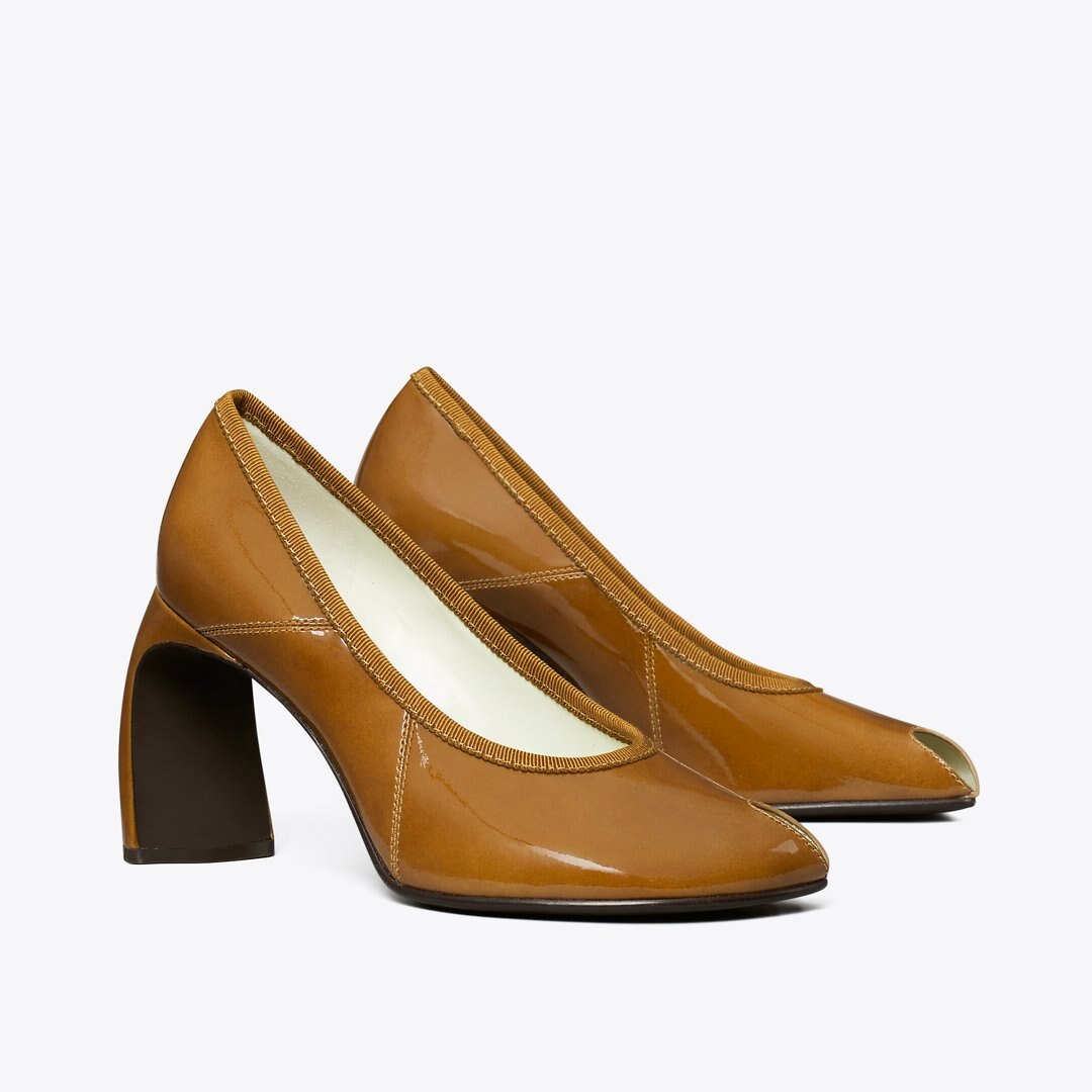 Tory Burch Peep-Toe Pump CARAMEL TAN