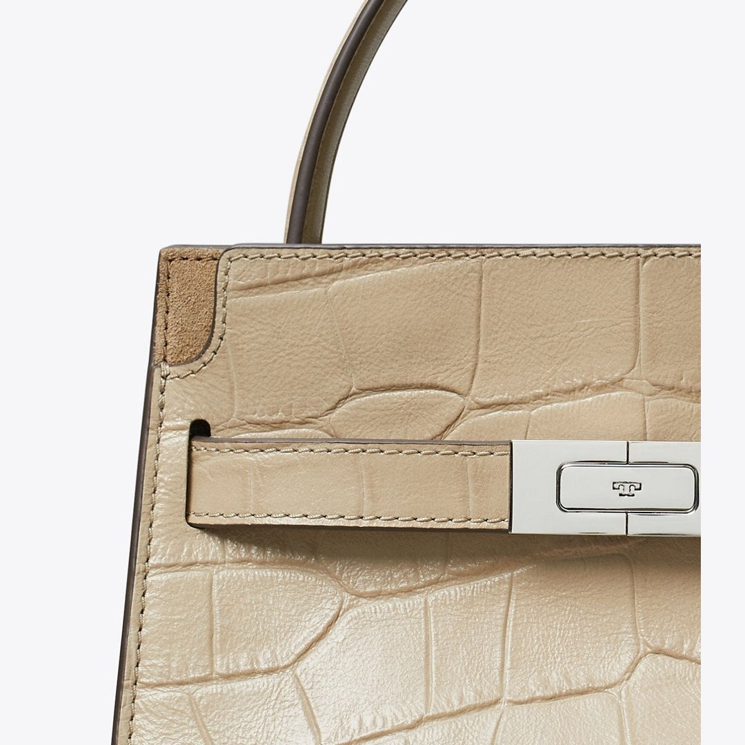 Tory Burch Petite Lee Radziwill Croc-Embossed Double Bag Ginger Leaf