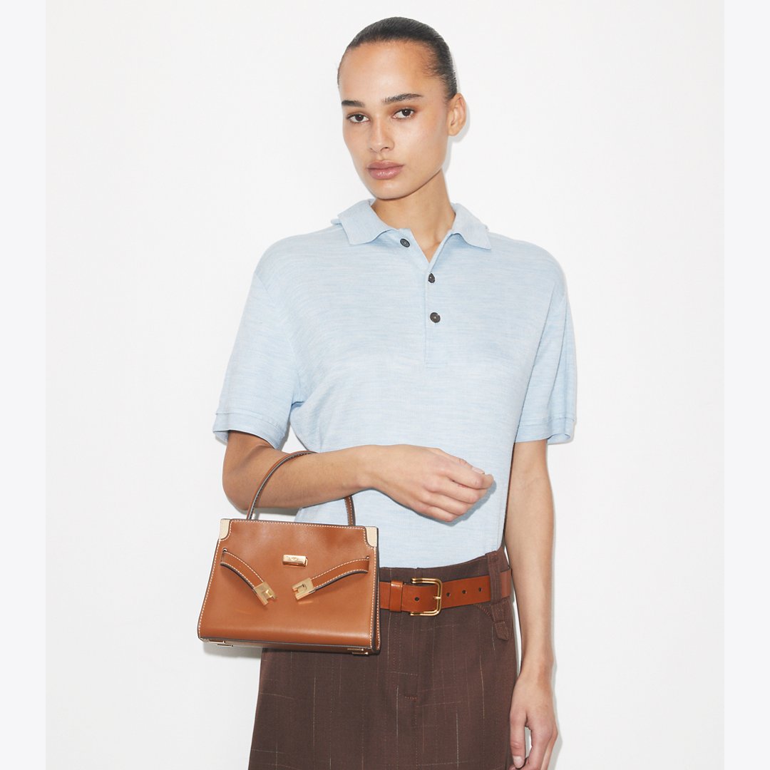 Tory Burch Petite Lee Radziwill Double Bag Aged Tan