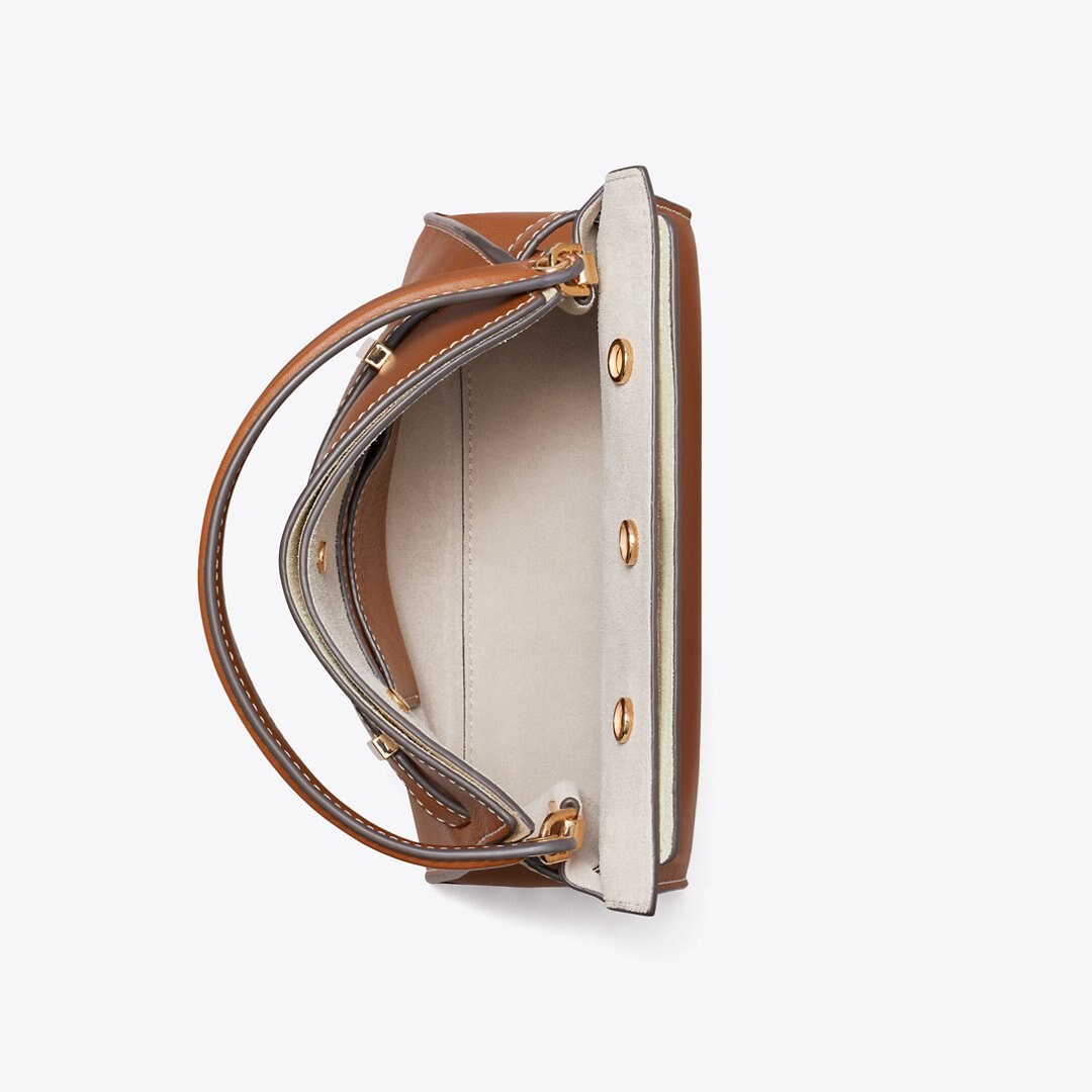 Tory Burch Petite Lee Radziwill Double Bag Aged Tan