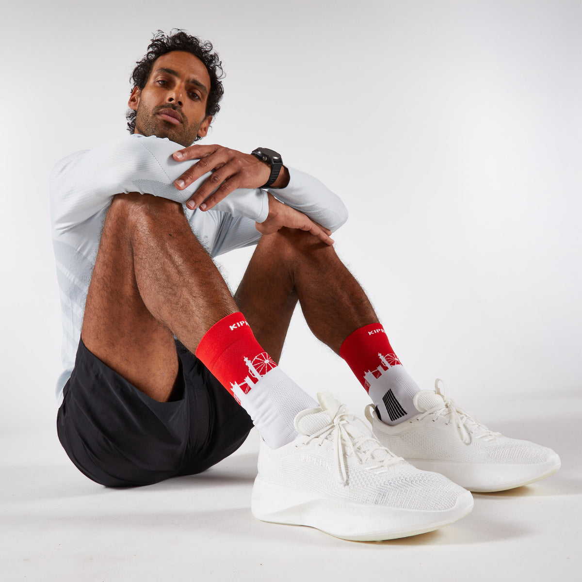 Kiprun Run900 Mid-Calf Running Socks-White / Pink