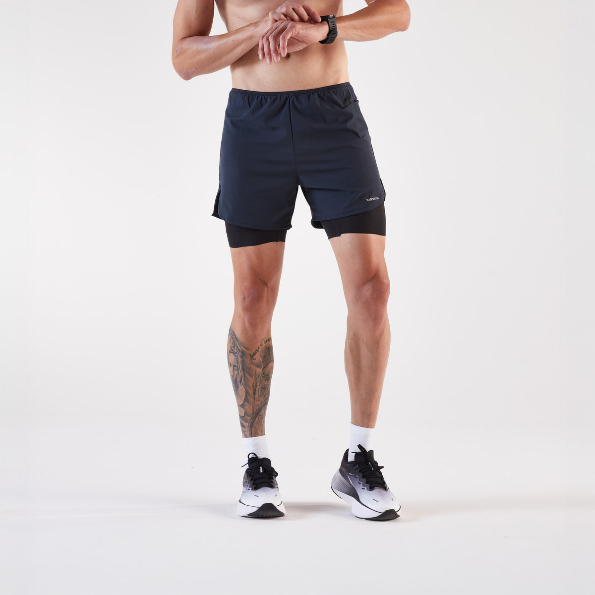 Kiprun Flow Men’s 2-in-1 Running Shorts - Blue