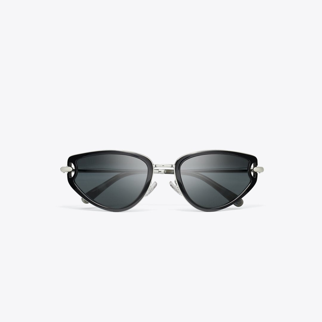 Tory Burch Pierced Cat-Eye Sunglasses BLACK/DARK GREY