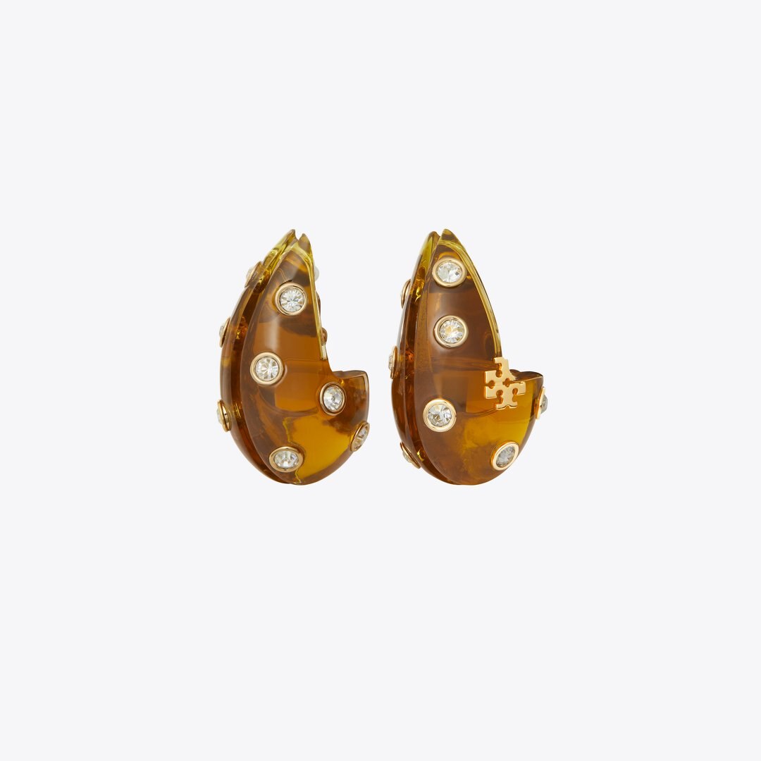 Tory Burch Pierced Earrings Brown / Crystal