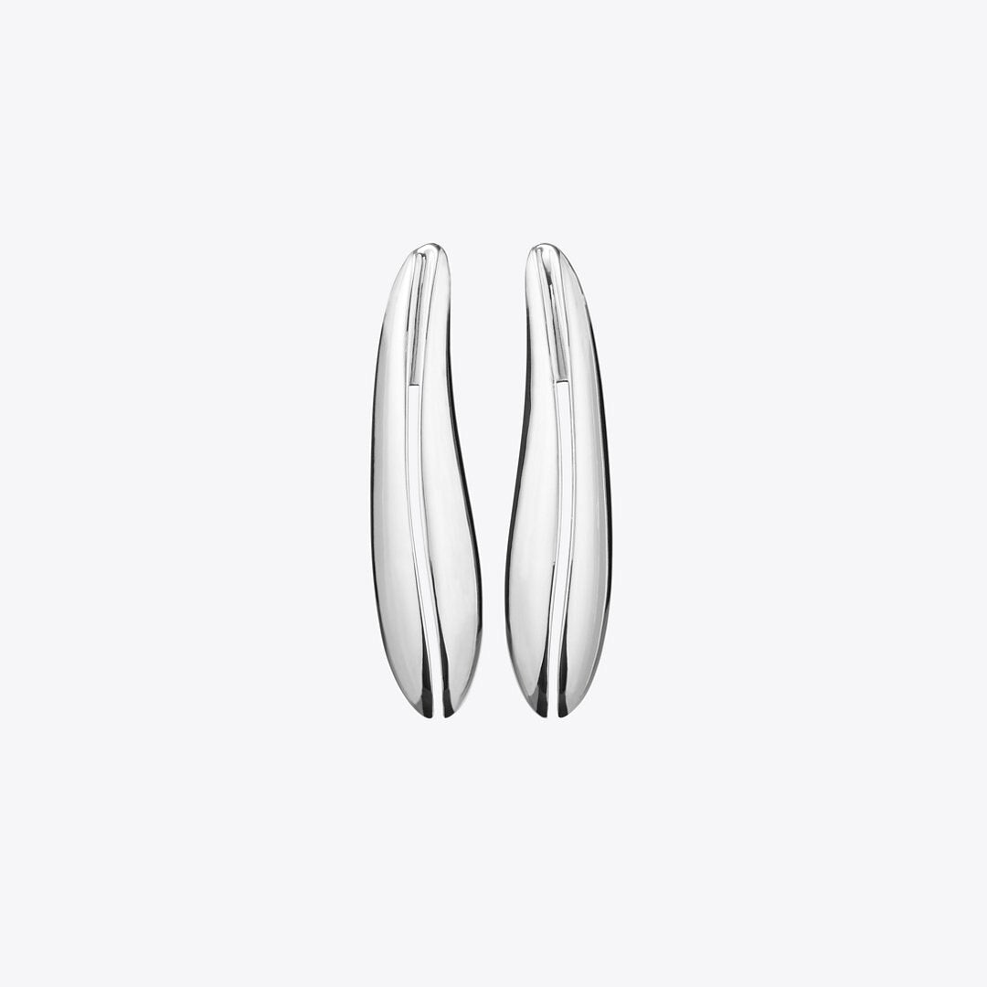 Tory Burch Pierced Elongated Earrings Light Silver