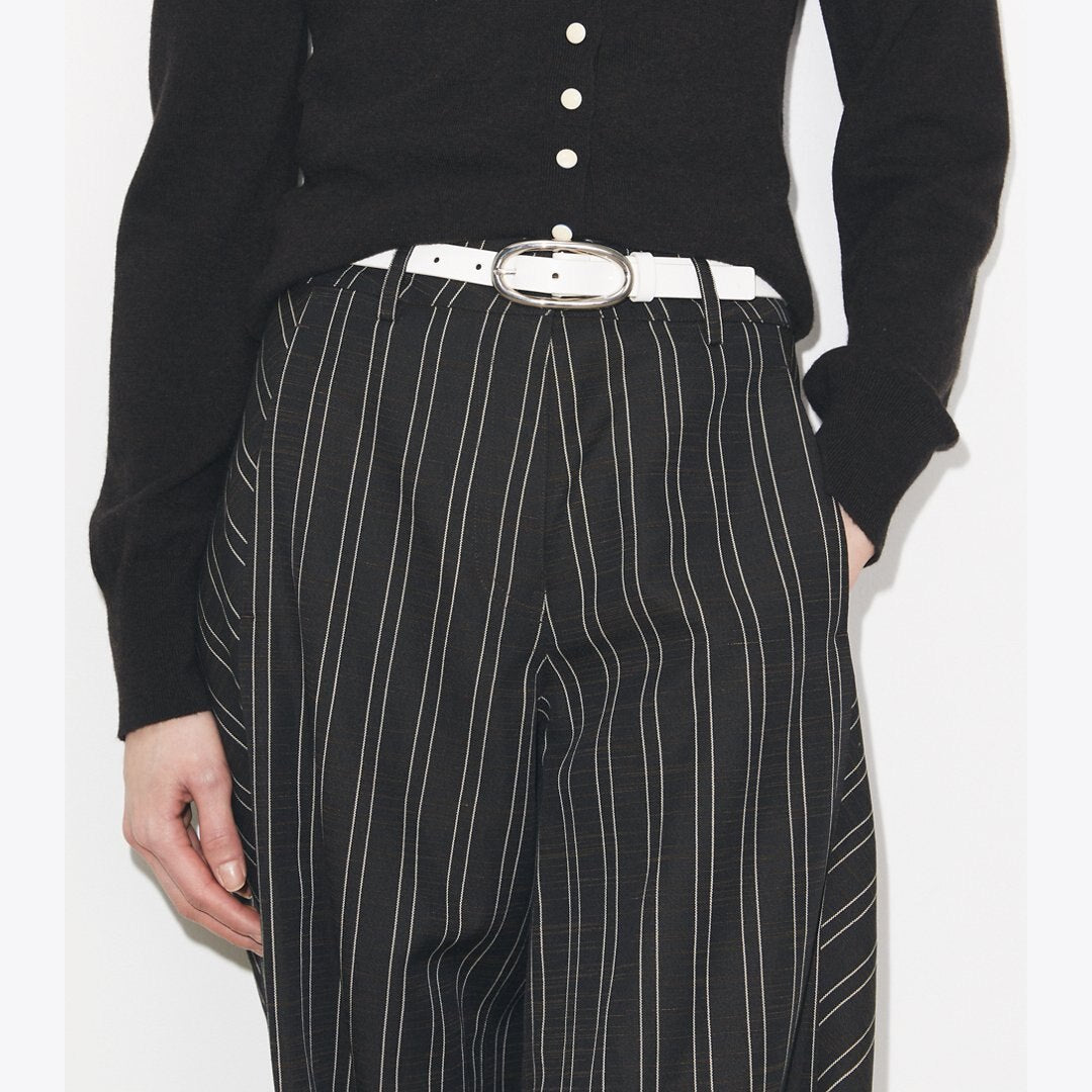 Tory Burch Pierced Large Buckle Belt Bianco
