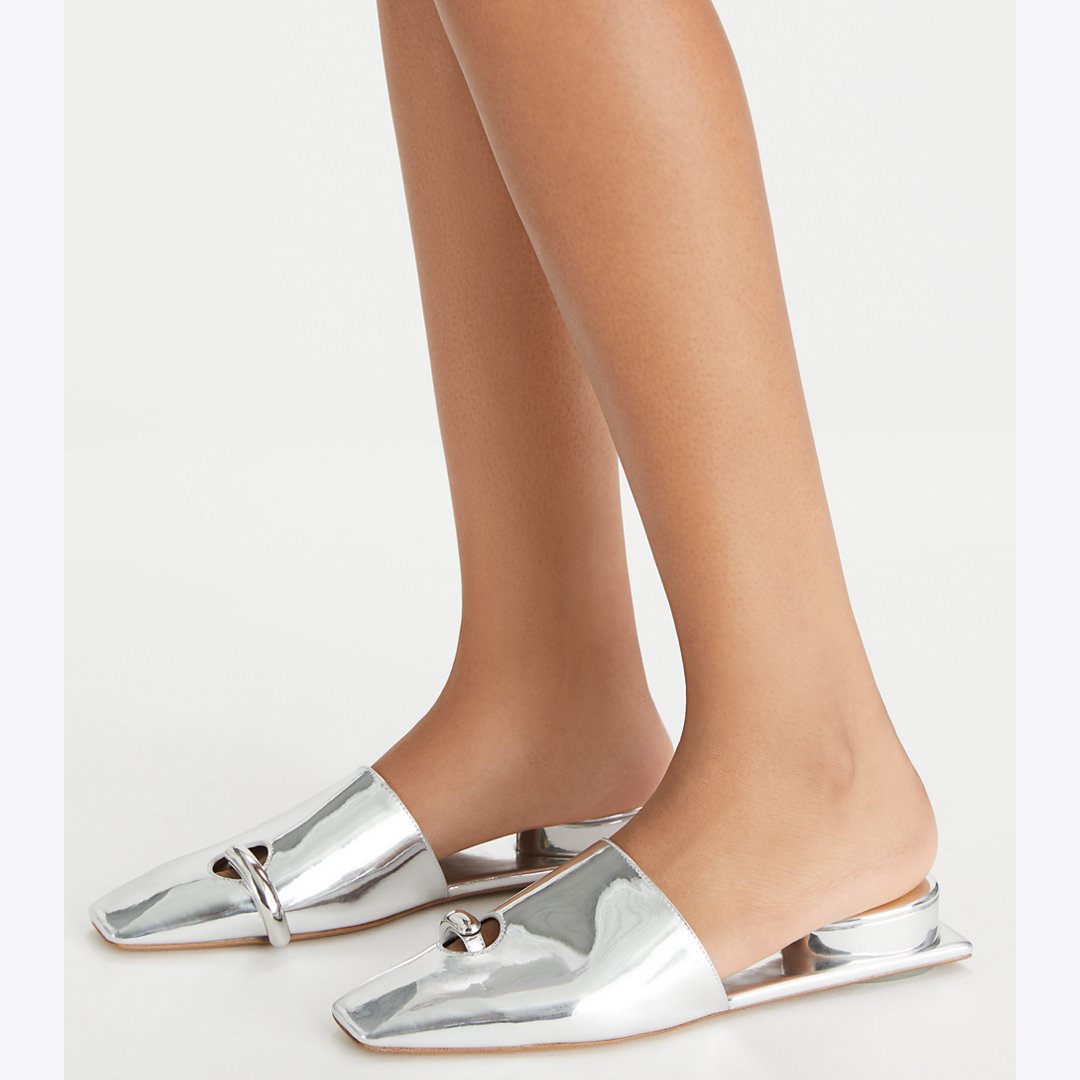 Tory Burch Pierced Mule ARGENTO