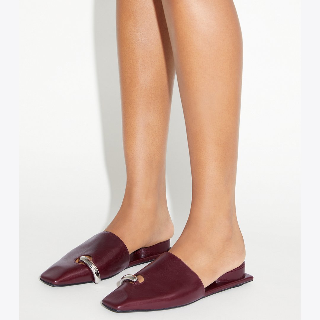 Tory Burch Pierced Mule DARK CARMINE