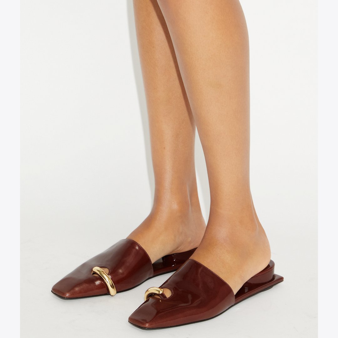 Tory Burch Pierced Mule RUSSET BROWN / GOLD