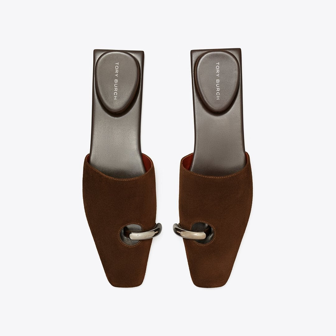 Tory Burch Pierced Mule DARK COCOA / SILVER