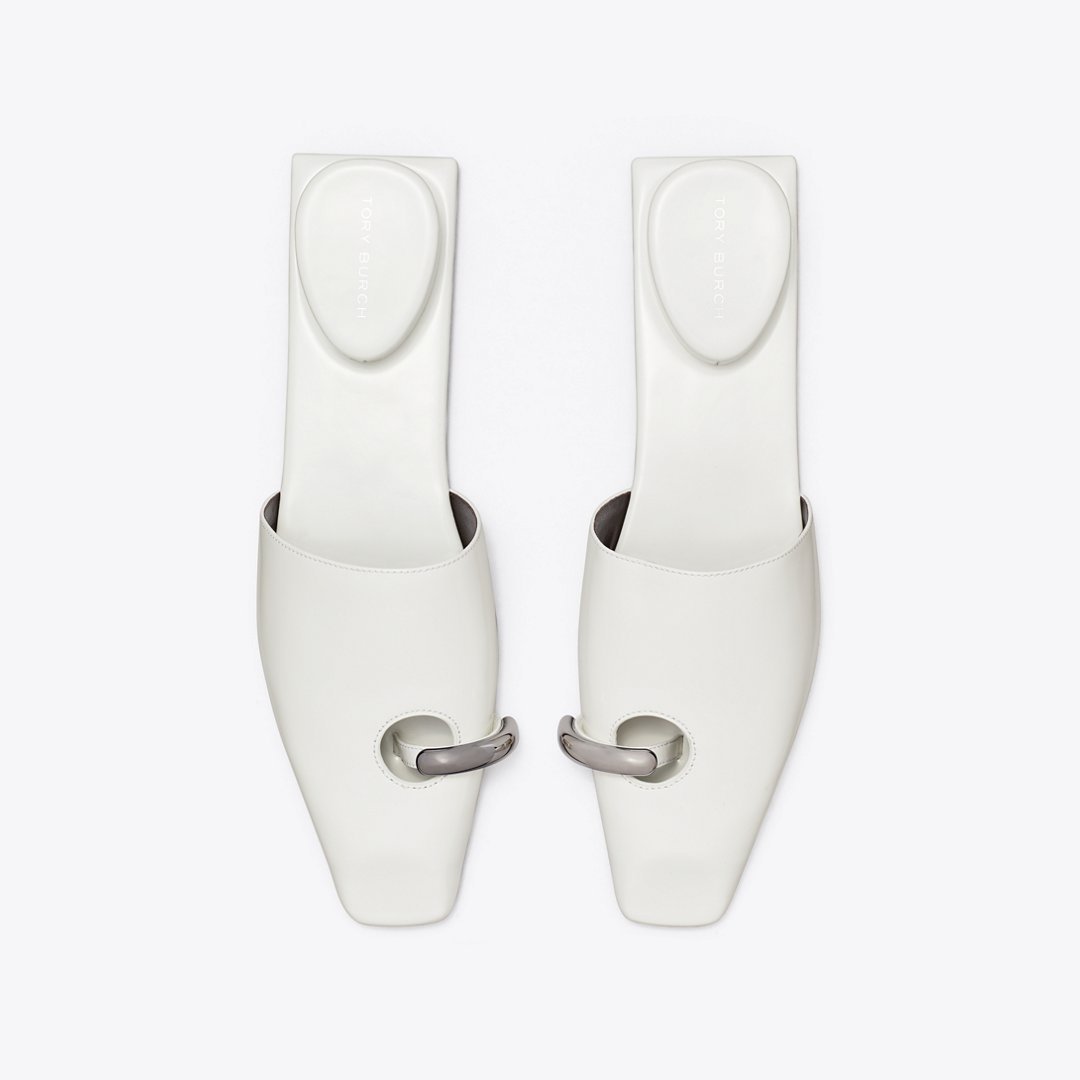 Tory Burch Pierced Mule WHITE / SILVER
