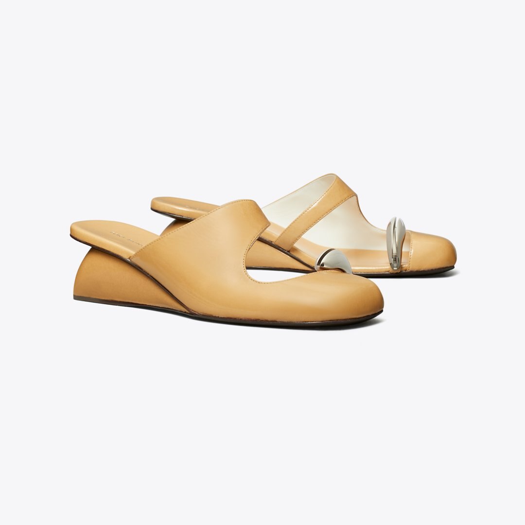Tory Burch Pierced Mule Wedge CANTUCCI / SILVER