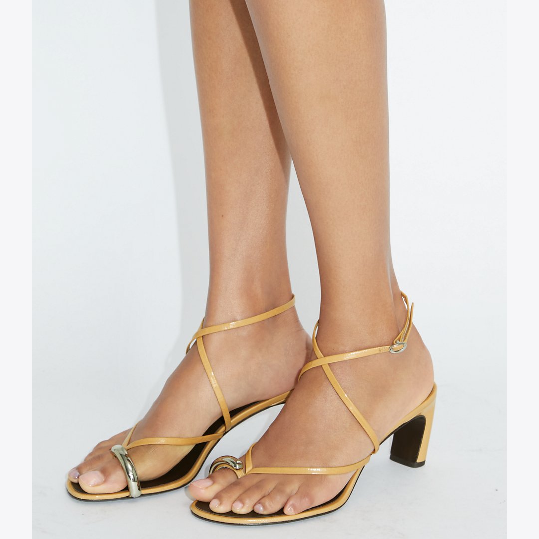 Tory Burch Pierced Multi-Strap Heeled Sandal CANTUCCI / SILVER