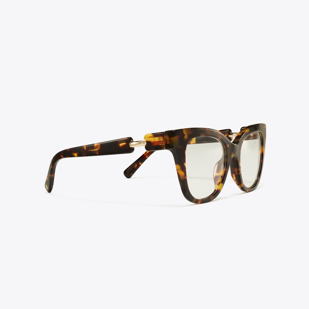 Tory Burch Pierced Oversized Cat-Eye Eyeglasses DARK TORTOISE