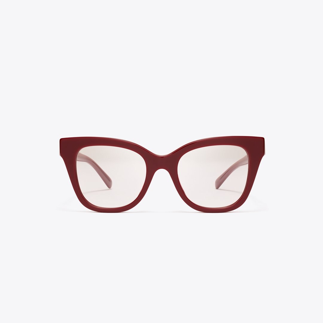 Tory Burch Pierced Oversized Cat-Eye Eyeglasses RED BERRY