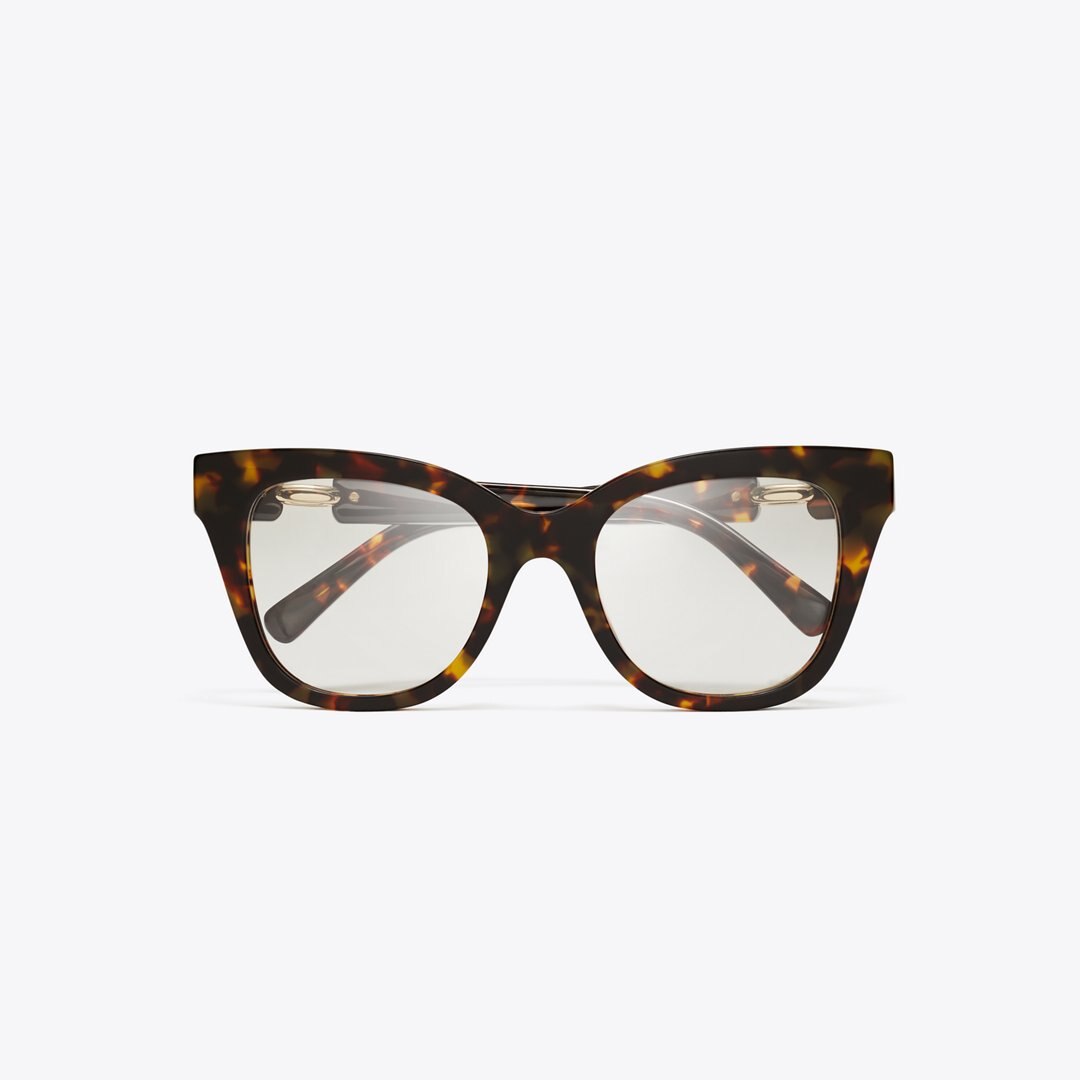 Tory Burch Pierced Oversized Cat-Eye Eyeglasses DARK TORTOISE
