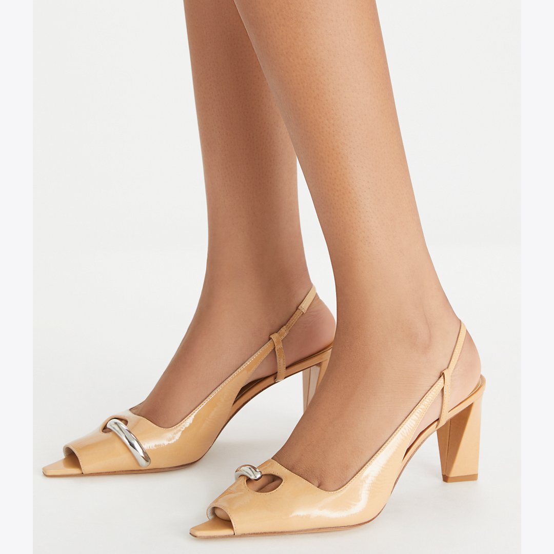 Tory Burch Pierced Peep-Toe Slingback CANTUCCI / GOLD
