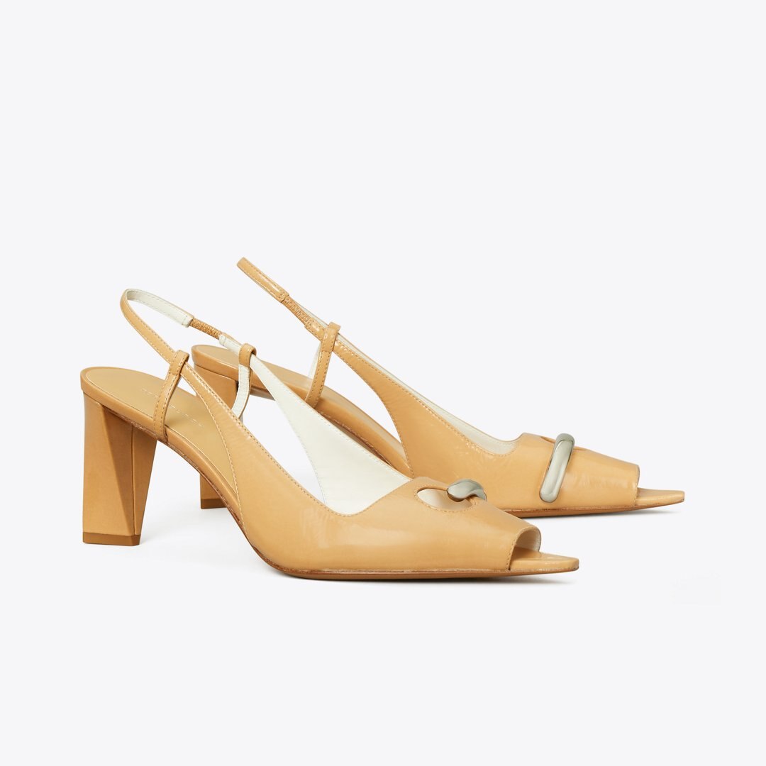 Tory Burch Pierced Peep-Toe Slingback CANTUCCI / GOLD