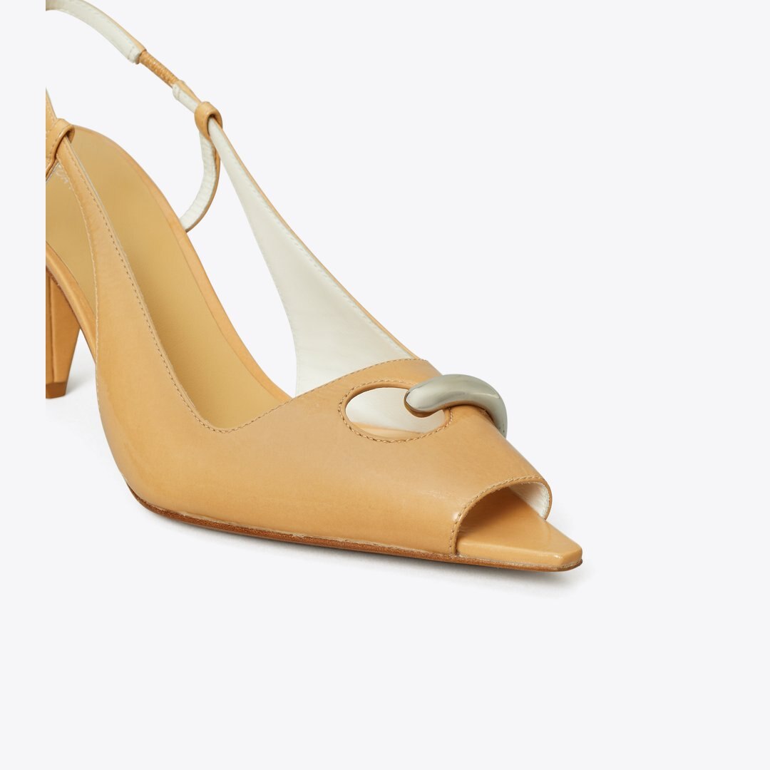 Tory Burch Pierced Peep-Toe Slingback CANTUCCI / GOLD