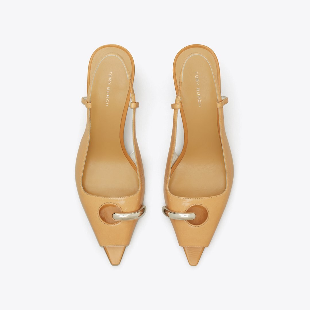 Tory Burch Pierced Peep-Toe Slingback CANTUCCI / GOLD