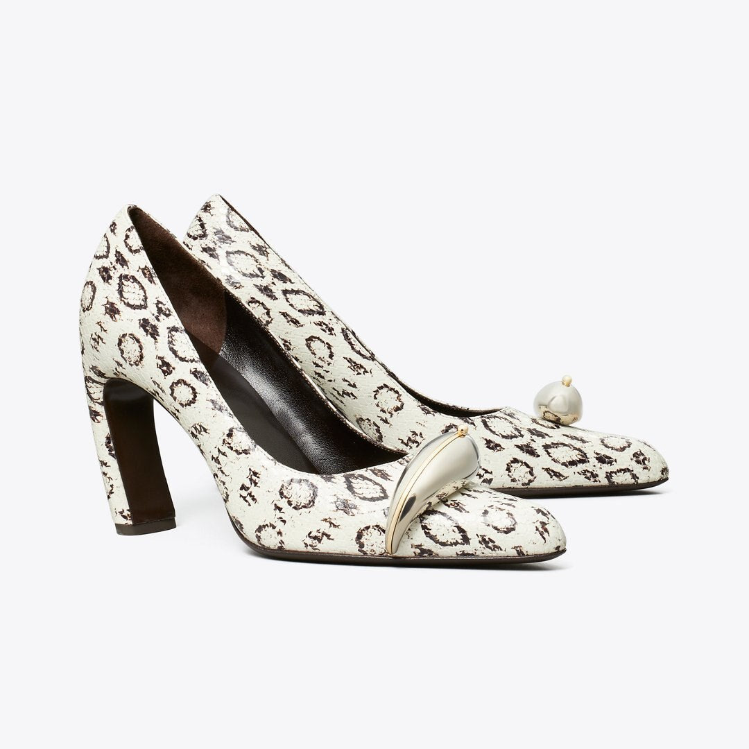 Tory Burch Pierced Pump BLACK / WHITE ROCCIA / SILVER