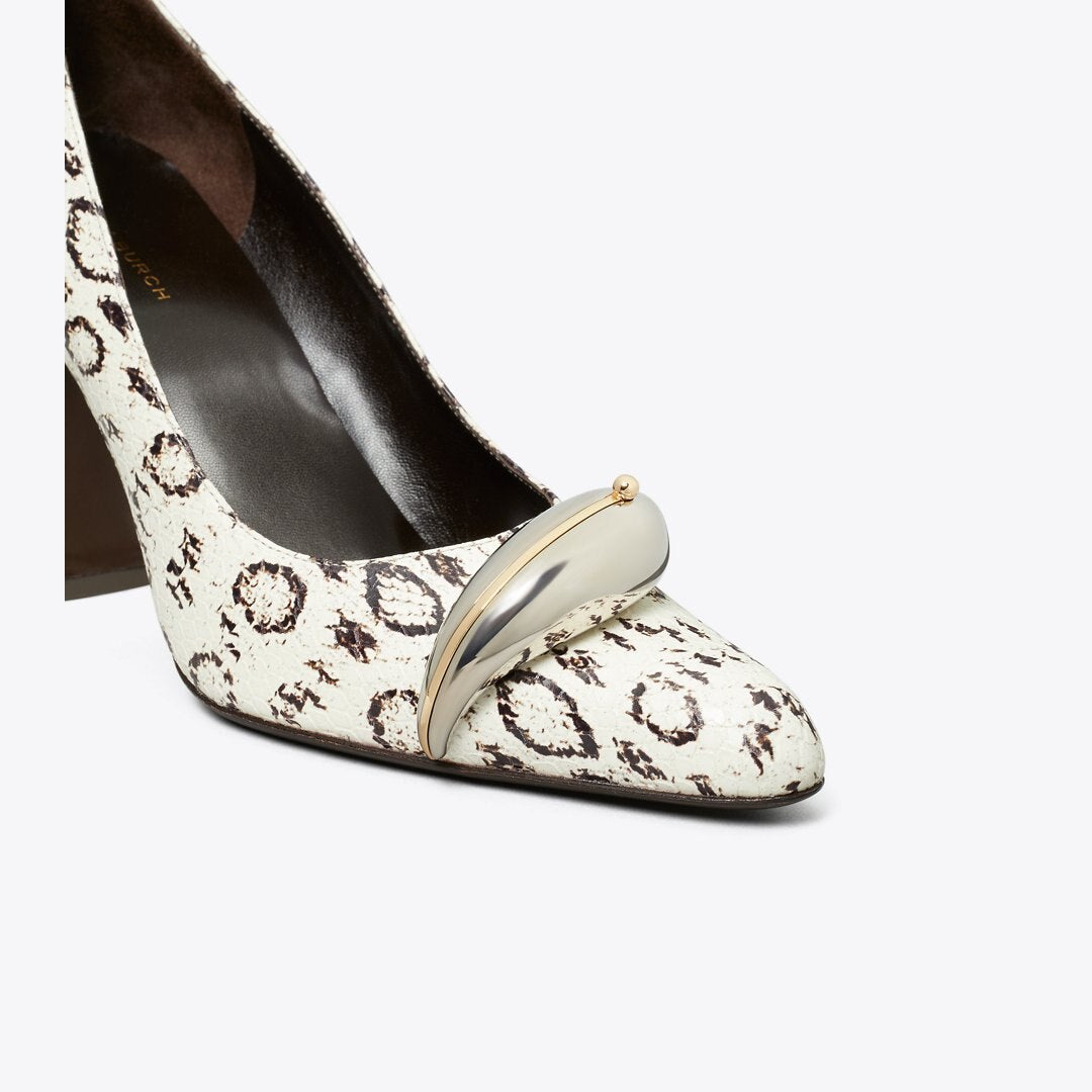 Tory Burch Pierced Pump BLACK / WHITE ROCCIA / SILVER