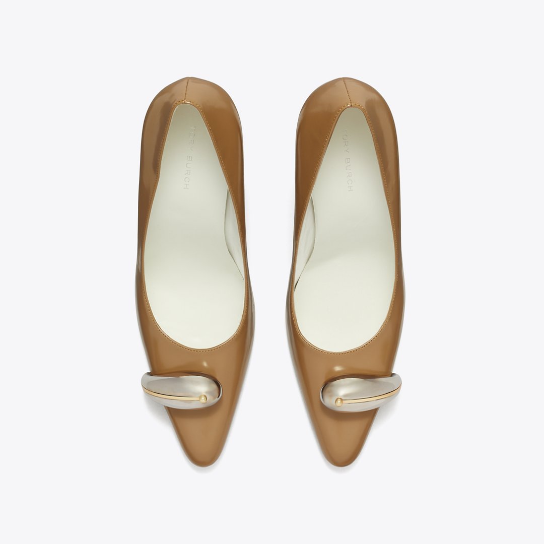 Tory Burch Pierced Pump SOFT ACORN / SILVER