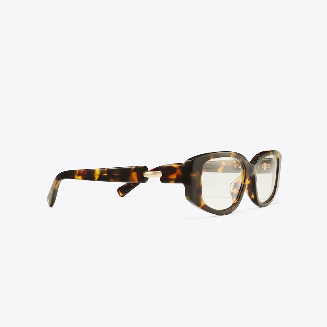 Tory Burch Pierced Rectangle Eyeglasses DARK TORTOISE