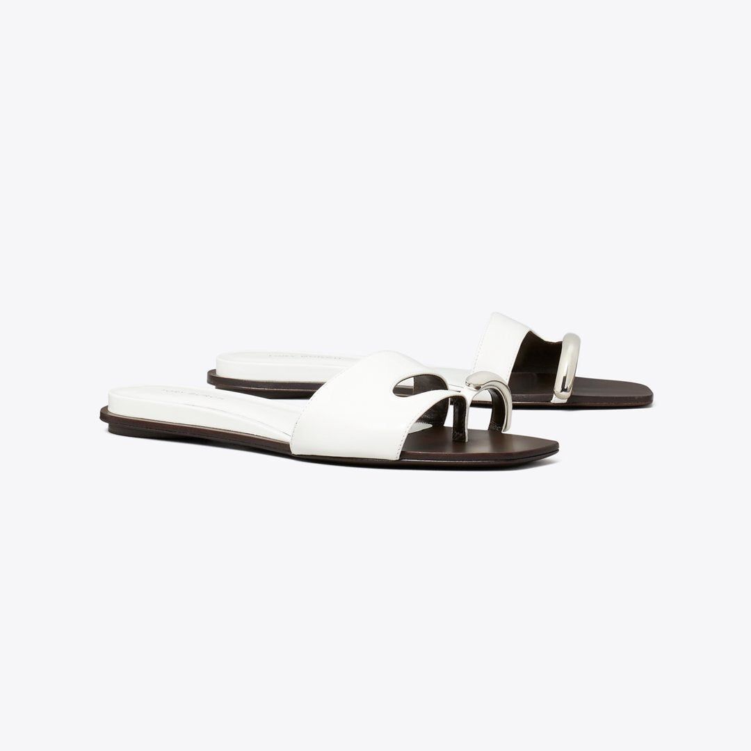 Tory Burch Pierced Slide BIANCO / SILVER