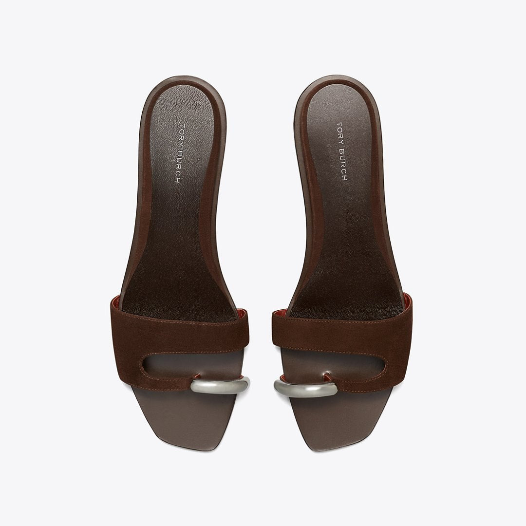 Tory Burch Pierced Slide DARK COCOA / SILVER