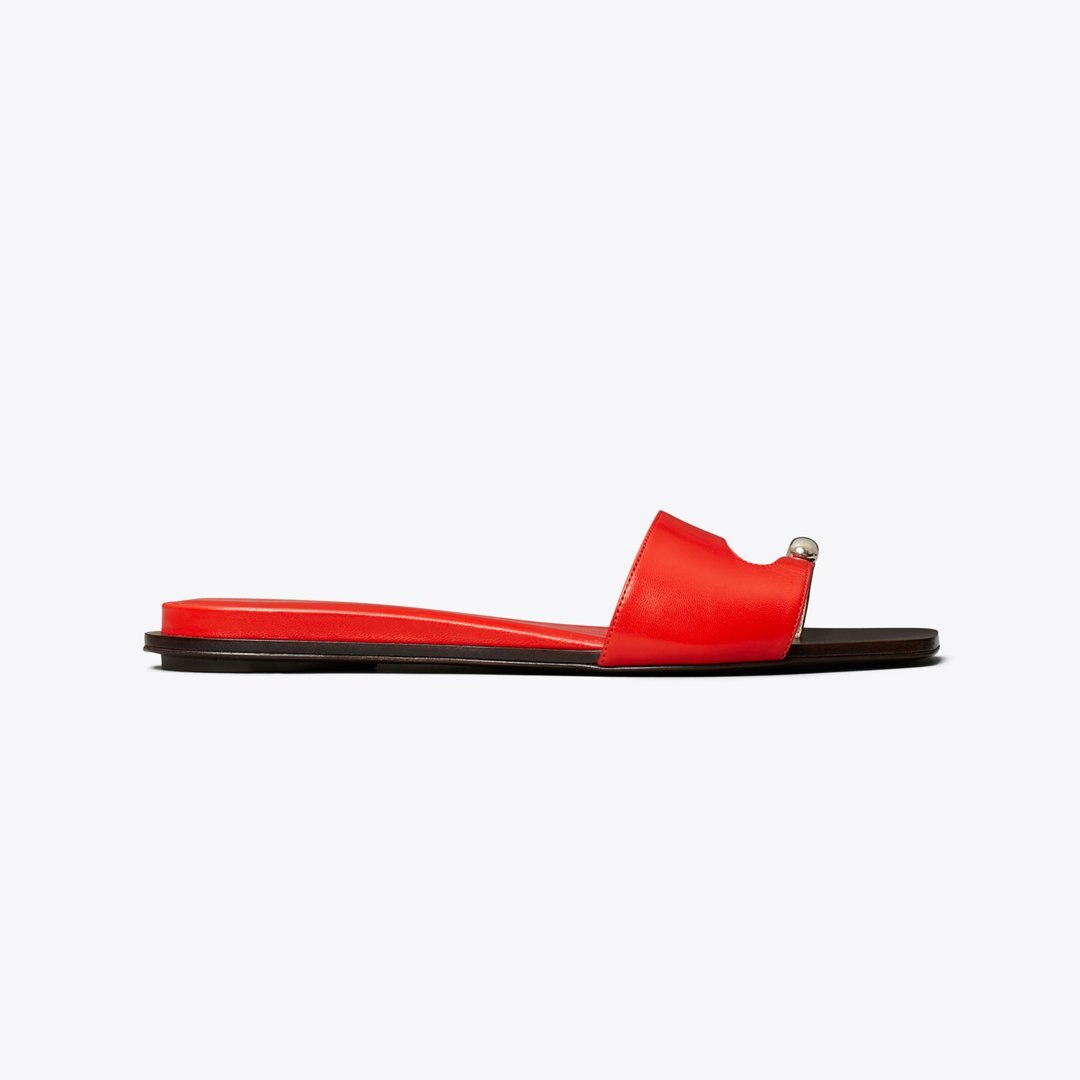 Tory Burch Pierced Slide BLAZING RED / SILVER