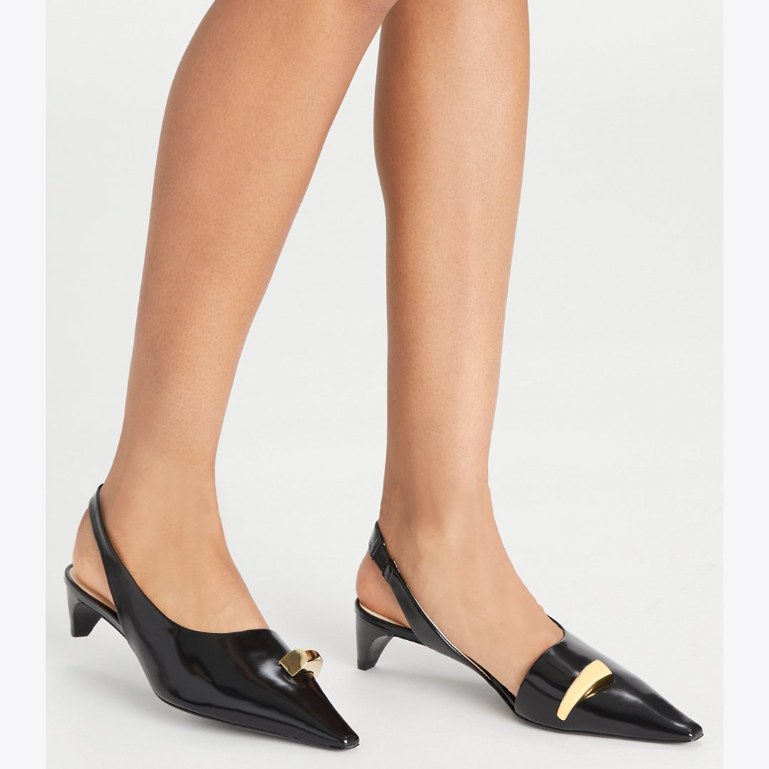 Tory Burch Pierced Slingback Heel PERFECT BLACK