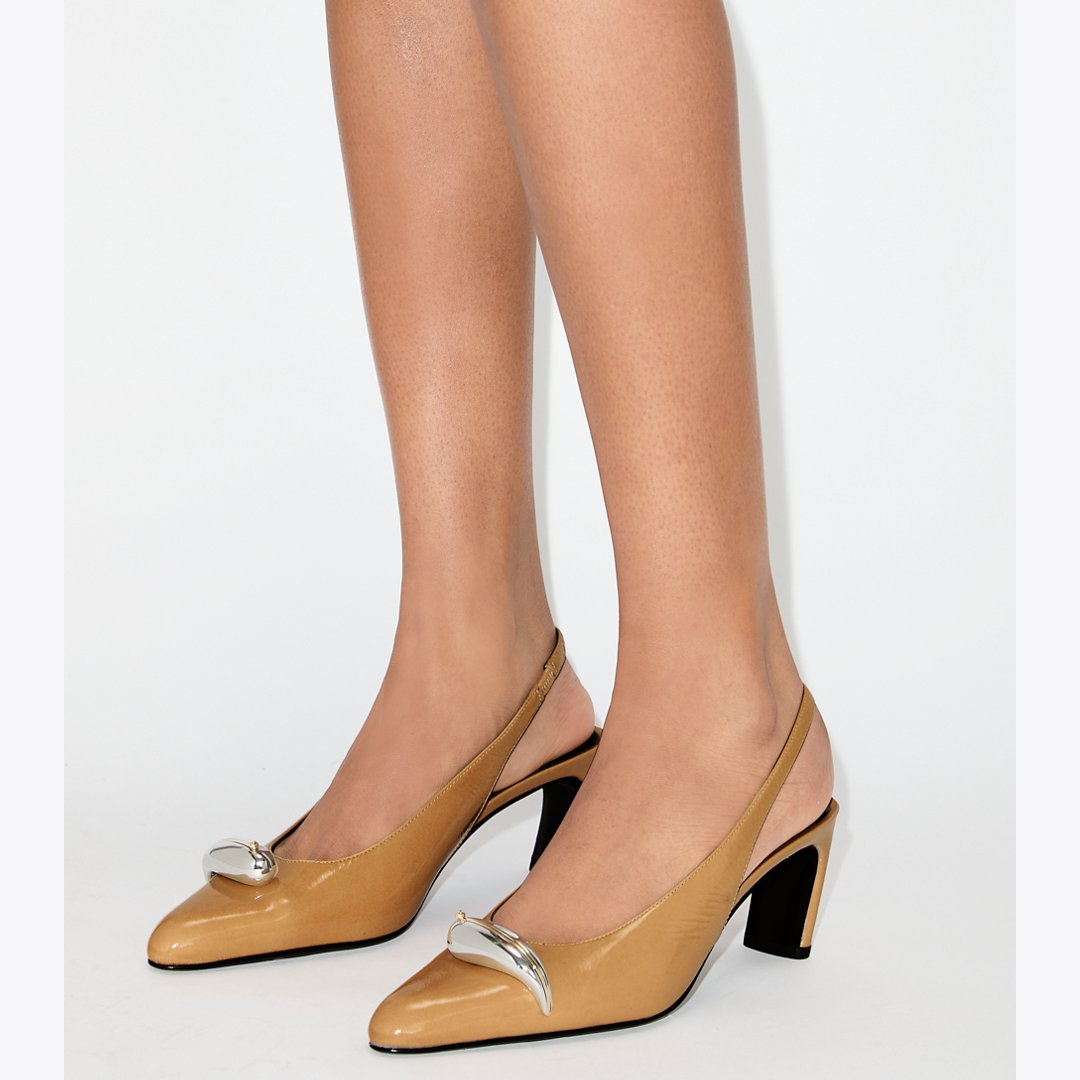 Tory Burch Pierced Slingback Heel CANTUCCI / SILVER