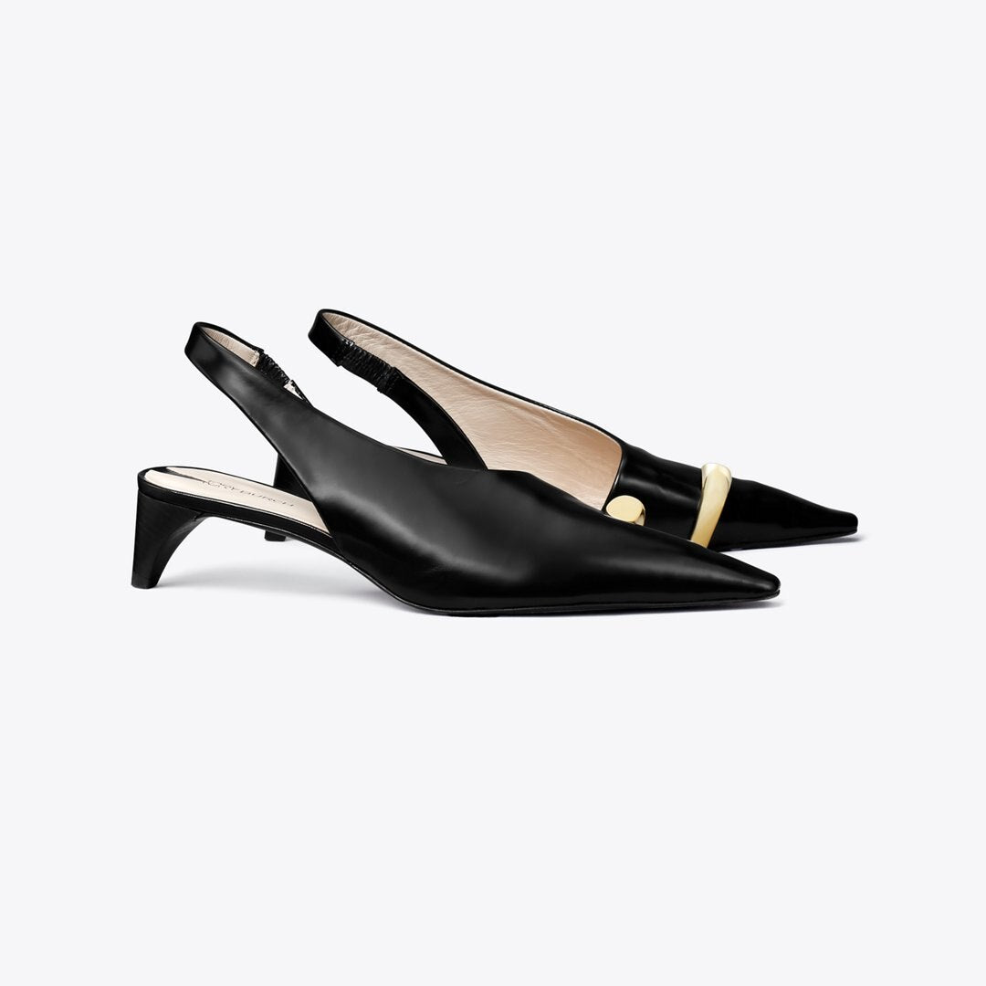 Tory Burch Pierced Slingback Heel PERFECT BLACK