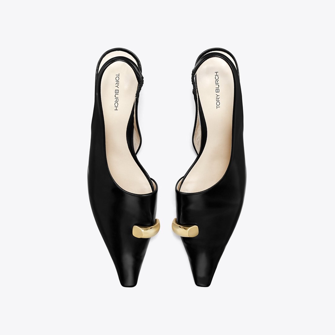 Tory Burch Pierced Slingback Heel PERFECT BLACK