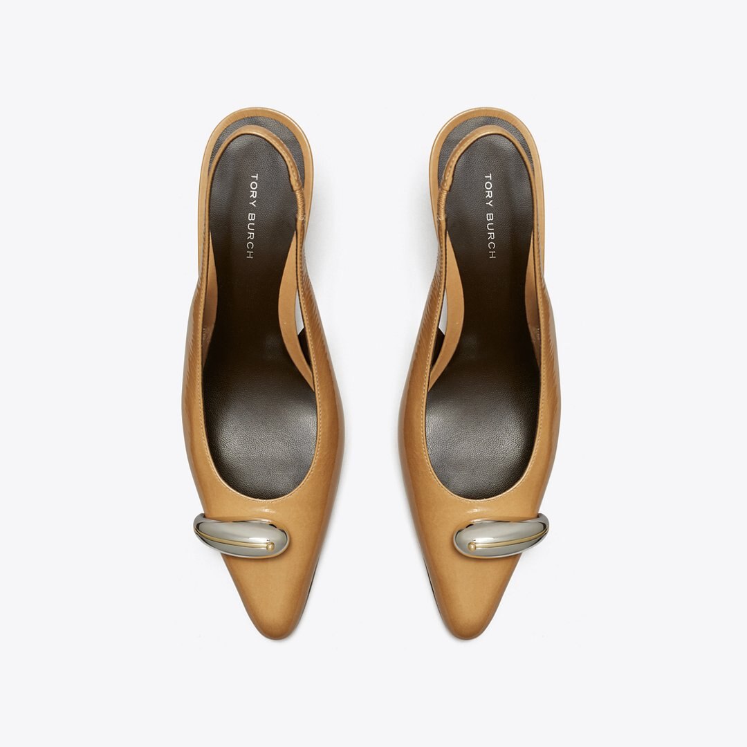 Tory Burch Pierced Slingback Heel CANTUCCI / SILVER
