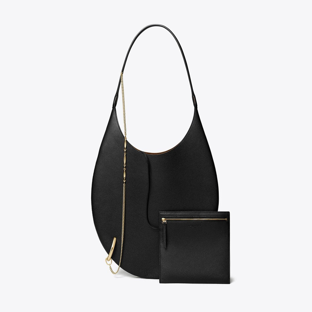 Tory Burch Pierced Soft Bag BLACK/GOLD