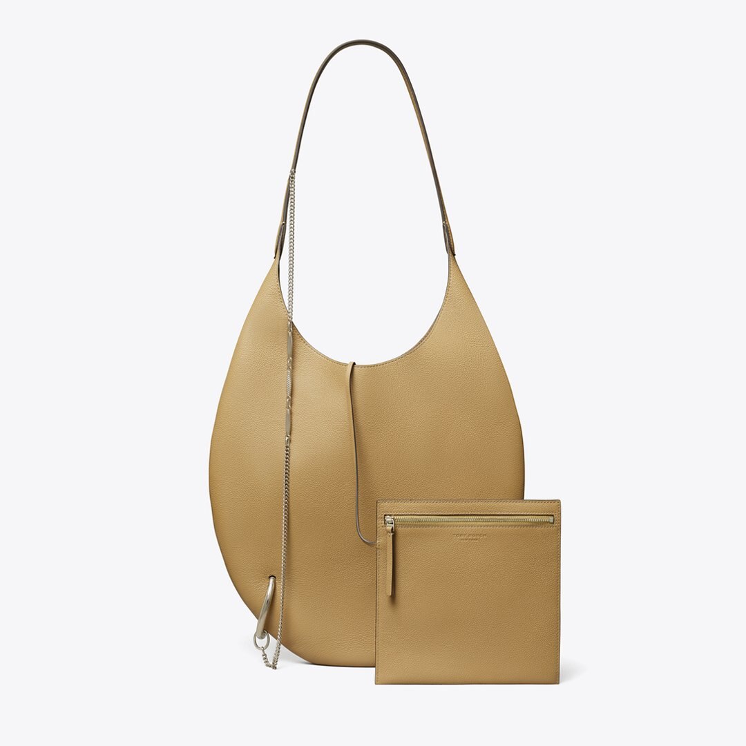 Tory Burch Pierced Soft Bag Light Sand