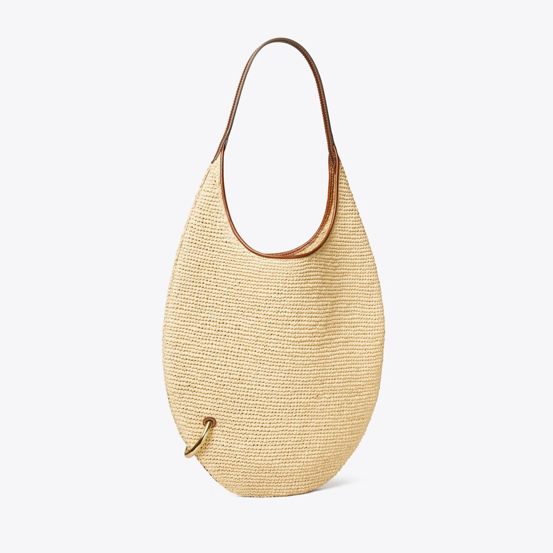 Tory Burch Pierced Soft Raffia Bag Natural
