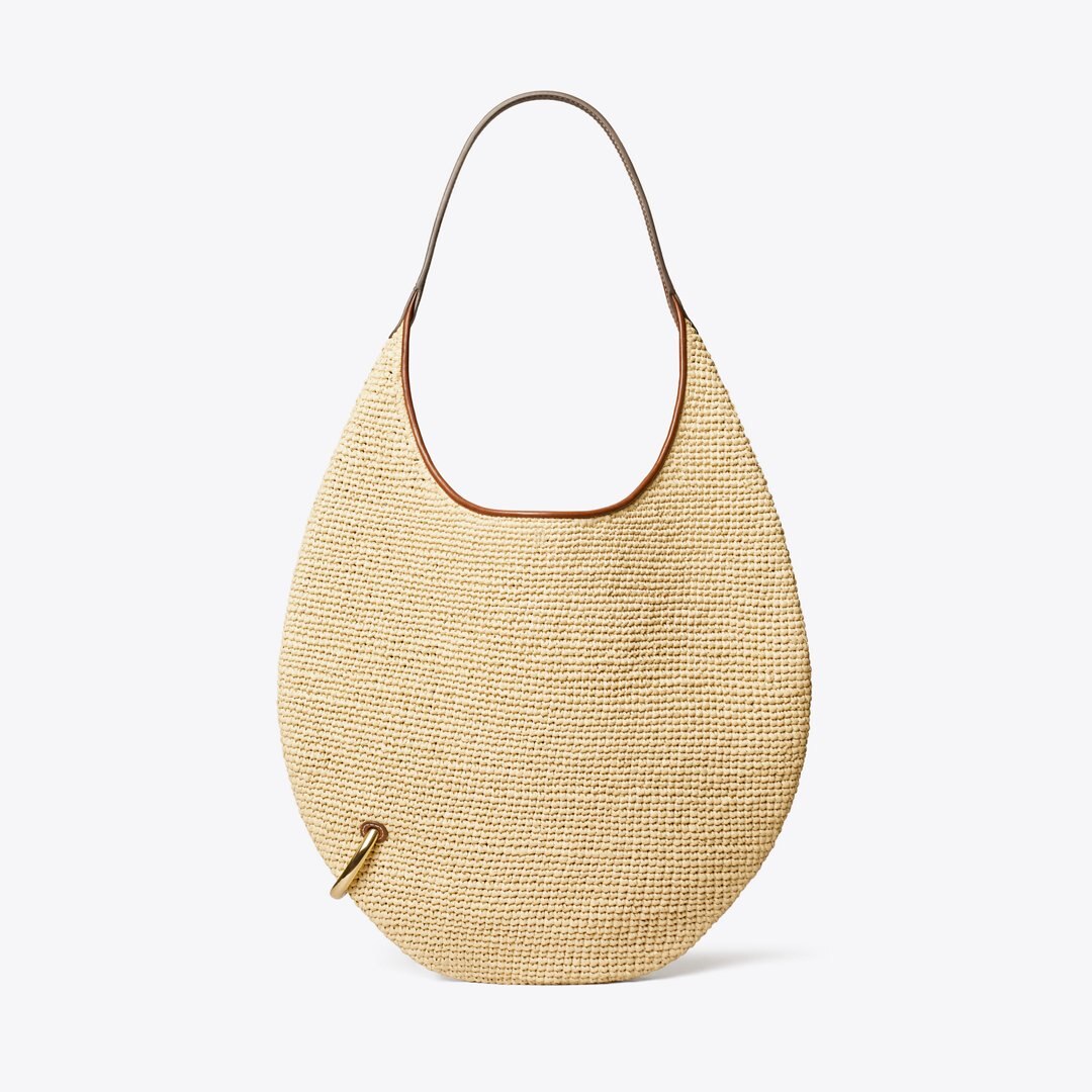Tory Burch Pierced Soft Raffia Bag Natural