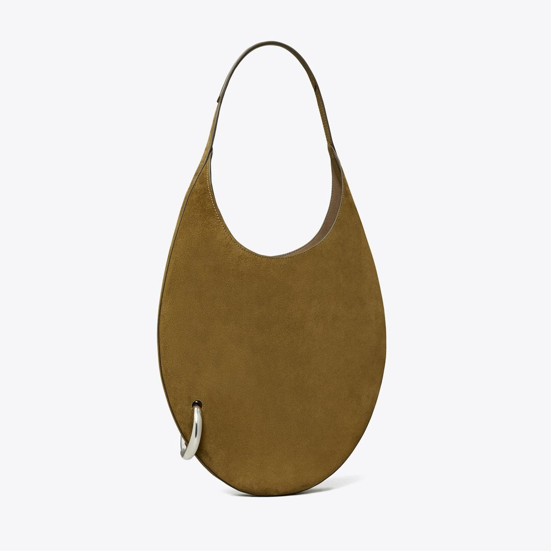 Tory Burch Pierced Suede Bag Deep Olive