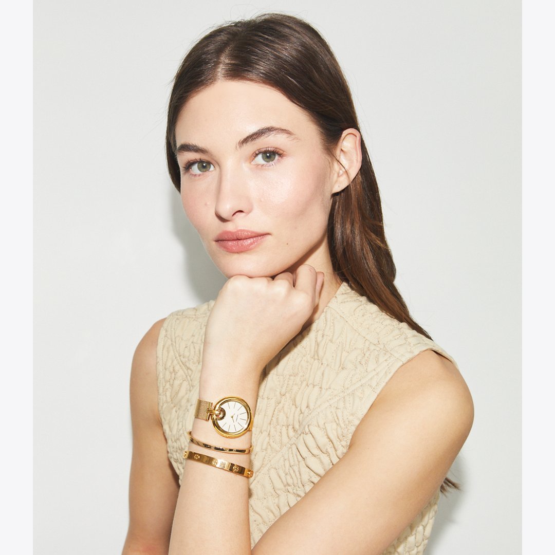 Tory Burch Pierced Watch IVORY/GOLD