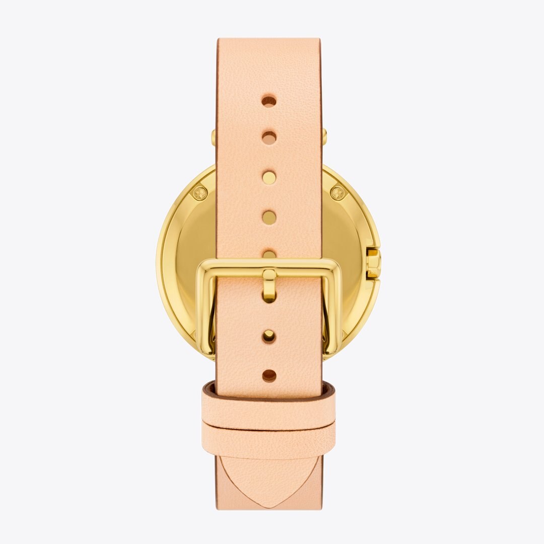 Tory Burch Pierced Watch IVORY/GOLD/VACHETTA