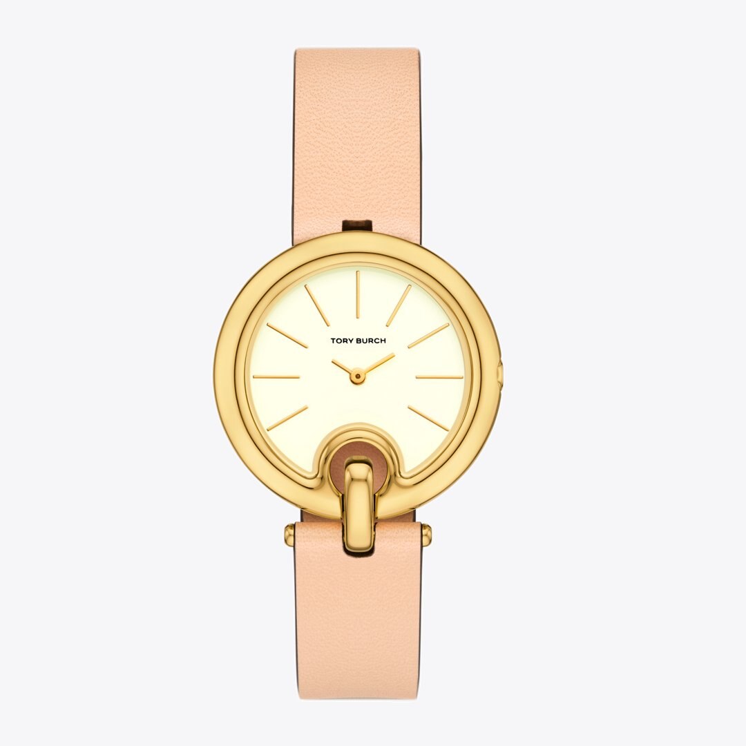 Tory Burch Pierced Watch IVORY/GOLD/VACHETTA