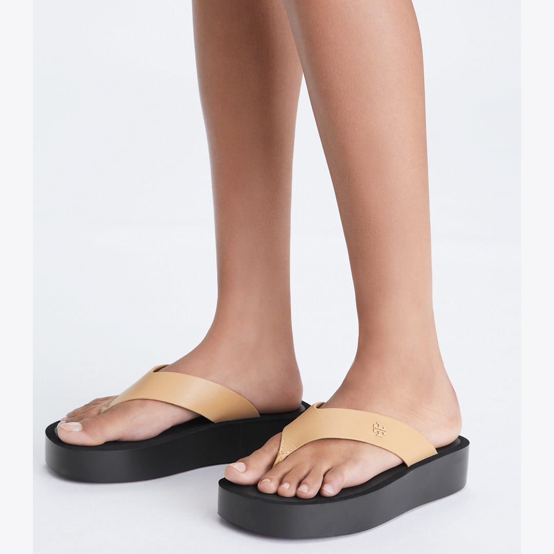Tory Burch Platform Flip-Flop GINGER SHORTBREAD / BLACK