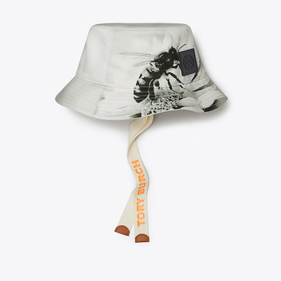 Tory Burch Printed Bucket Hat Gray Bee
