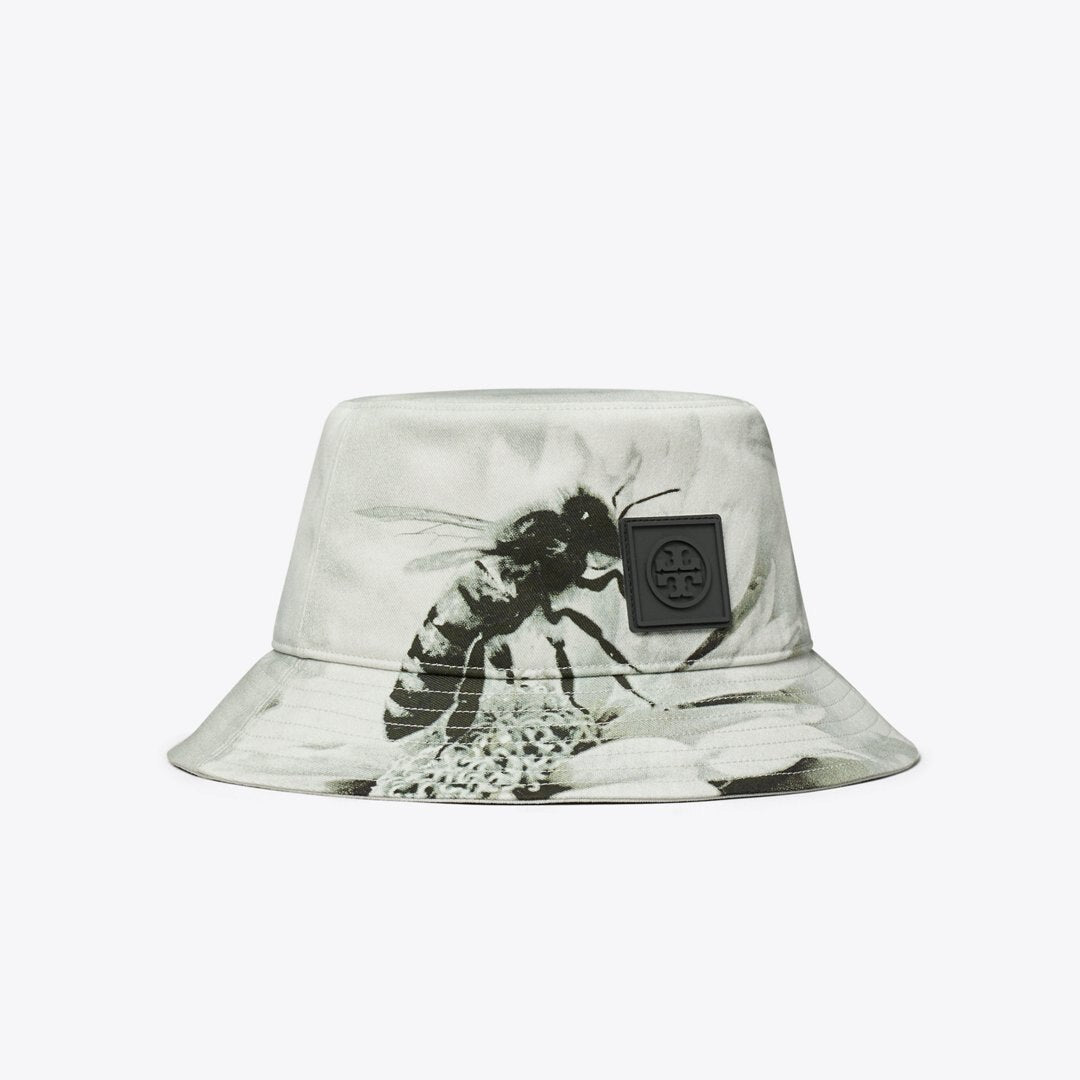Tory Burch Printed Bucket Hat Gray Bee