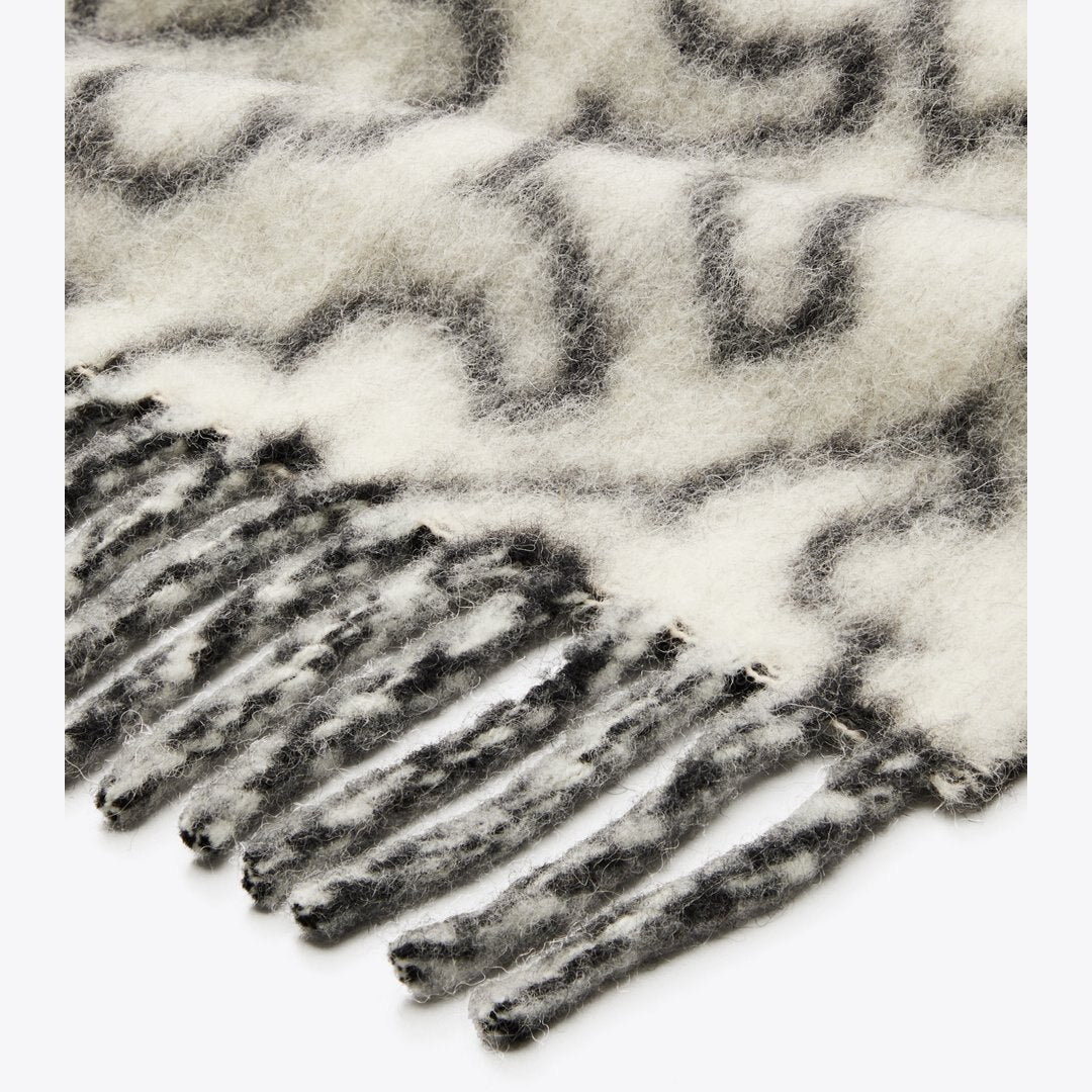 Tory Burch Puzzle Logo Scarf Black / Ivory
