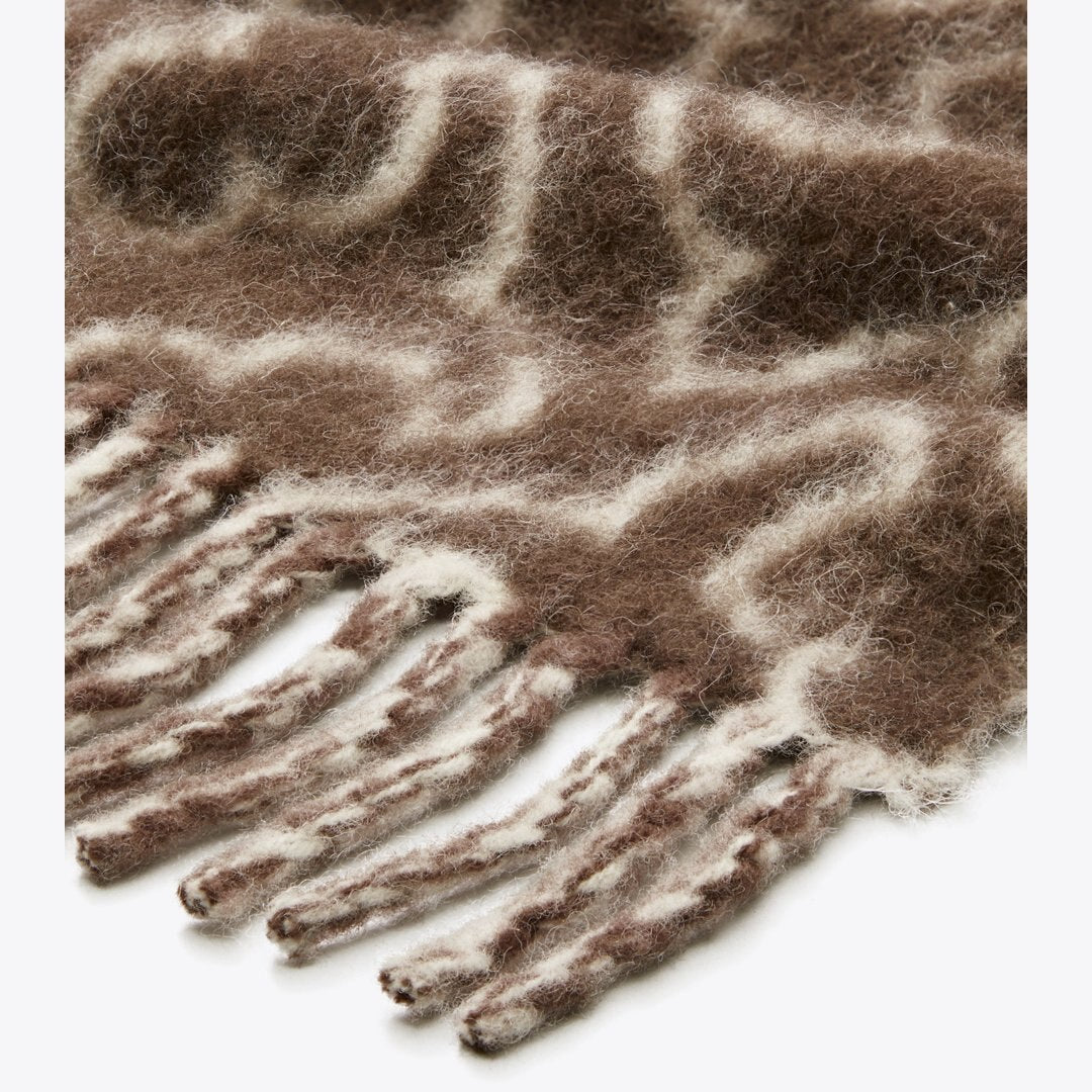 Tory Burch Puzzle Logo Scarf Brown / Ivory