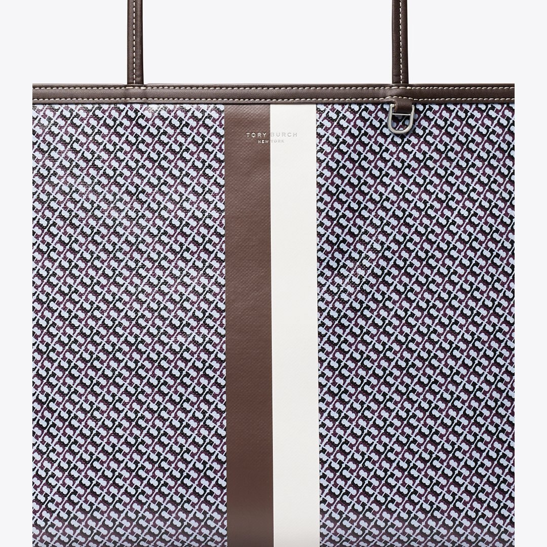 Tory Burch Racer Tote Blue Printed